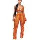 thumbnail image 3 of Conjuntos de 2 piezas de malla transparente con perlas y cuentas, mono, top corto y pantalones largos con volantes calados, 3 of 5