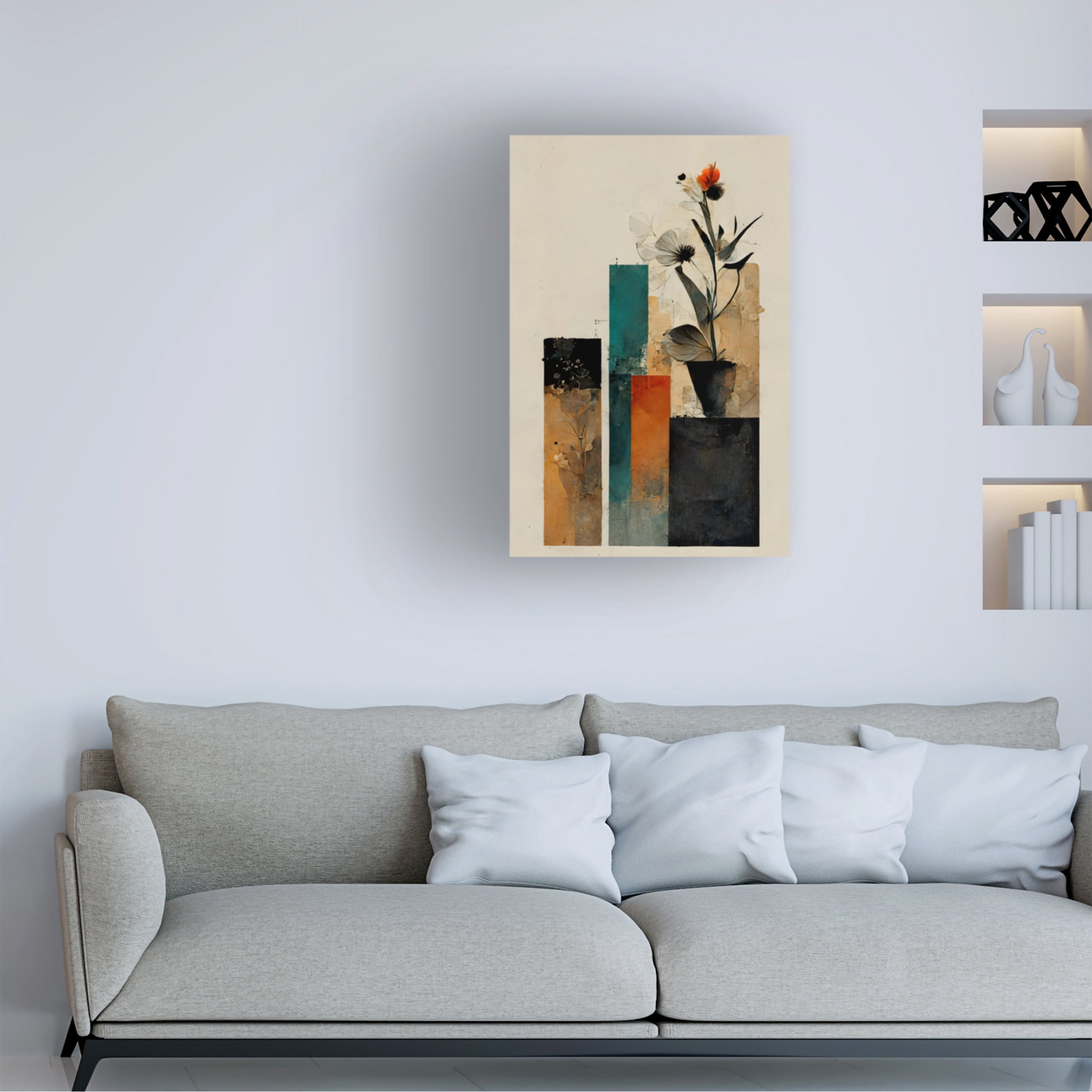 Canvas Wall Art - Treechild 'Geometric Stillife' Wall Art for Living Room, Bedroom, or Office D?cor by Trademark Fine Art - 30 x 47 Inches