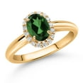 thumbnail image 2 of Gem Stone King 10K Yellow Gold Emerald Envy Mystic Topaz and White Lab Grown Diamond Halo Engagement Ring for Women (0.93 Cttw, Gemstone, Oval 7X5MM, Size 8), 2 of 4