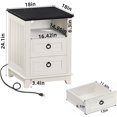 thumbnail image 3 of 18" Farmhouse Night Stands Set of 2 with Charging Station, 2 Drawers End Table Dresser for Bedroom， Wooden Nightstand, Bed Side Table with Open Shelf, Bedside Cabinet for Living Room（White）, 3 of 8