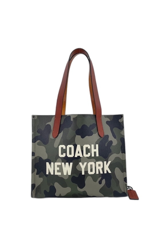 Pre-Owned Coach Relate Tote Bag 34 - Camo Print & Graphic Camouflage Leather Green