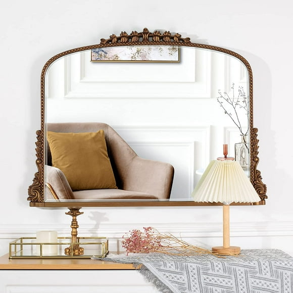 Shyfoy Arch Wall Mirror Ornate Mirror for Living Room Decor Anqitue Gold Decorative Mirrors for Wall 36" x 23"