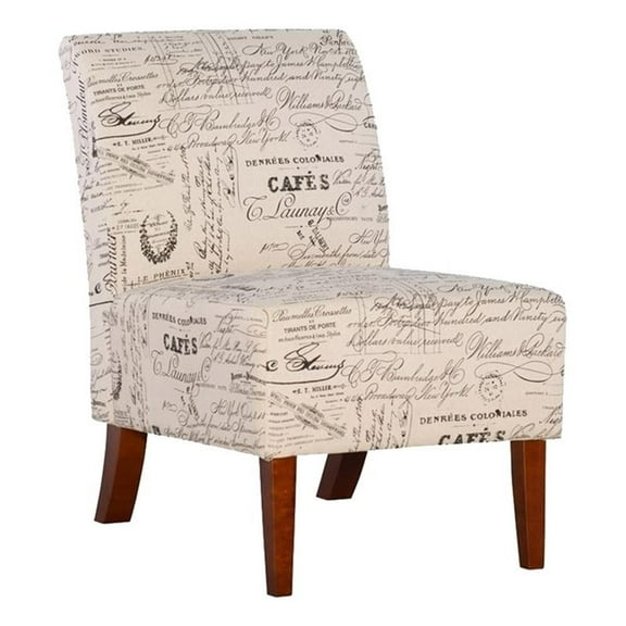 Pemberly Row 17.5'' Contemporary Fabric Script Slipper Chair in Beige