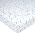 thumbnail image 3 of American Baby Company 2 Pack 100% Natural Cotton Fitted Pack and Play Sheets 39" x 27" - Soft & Breathable Pack N Play Sheets for Playard & Mini Crib Mattress, Blue Stars/Zigzag, for Boys & Girls, 3 of 6