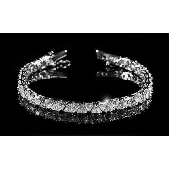 8Ct Trillion Cut Lab Created Diamond Tennis Bracelet 14K White Gold Plated women