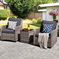 thumbnail image 2 of MEISSALIVVE 3 Pieces Patio Furniture Set, Rattan Conversation Set, Outdoor Swivel Rocker with Washable Cushions & Tempered Glass Tabletop (Grey), 2 of 9