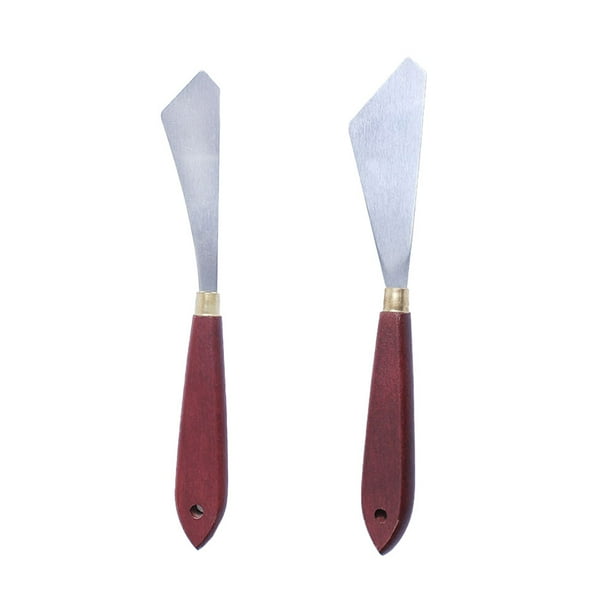 Inteprter Raspador de mezcla de pintura, cortador de paleta de alisado de acero inoxidable con mango de madera, espátula de arte para acuarela, aceite, Herramientas y accesorios para hornear 2 piezas Inteprter HA060748-01B