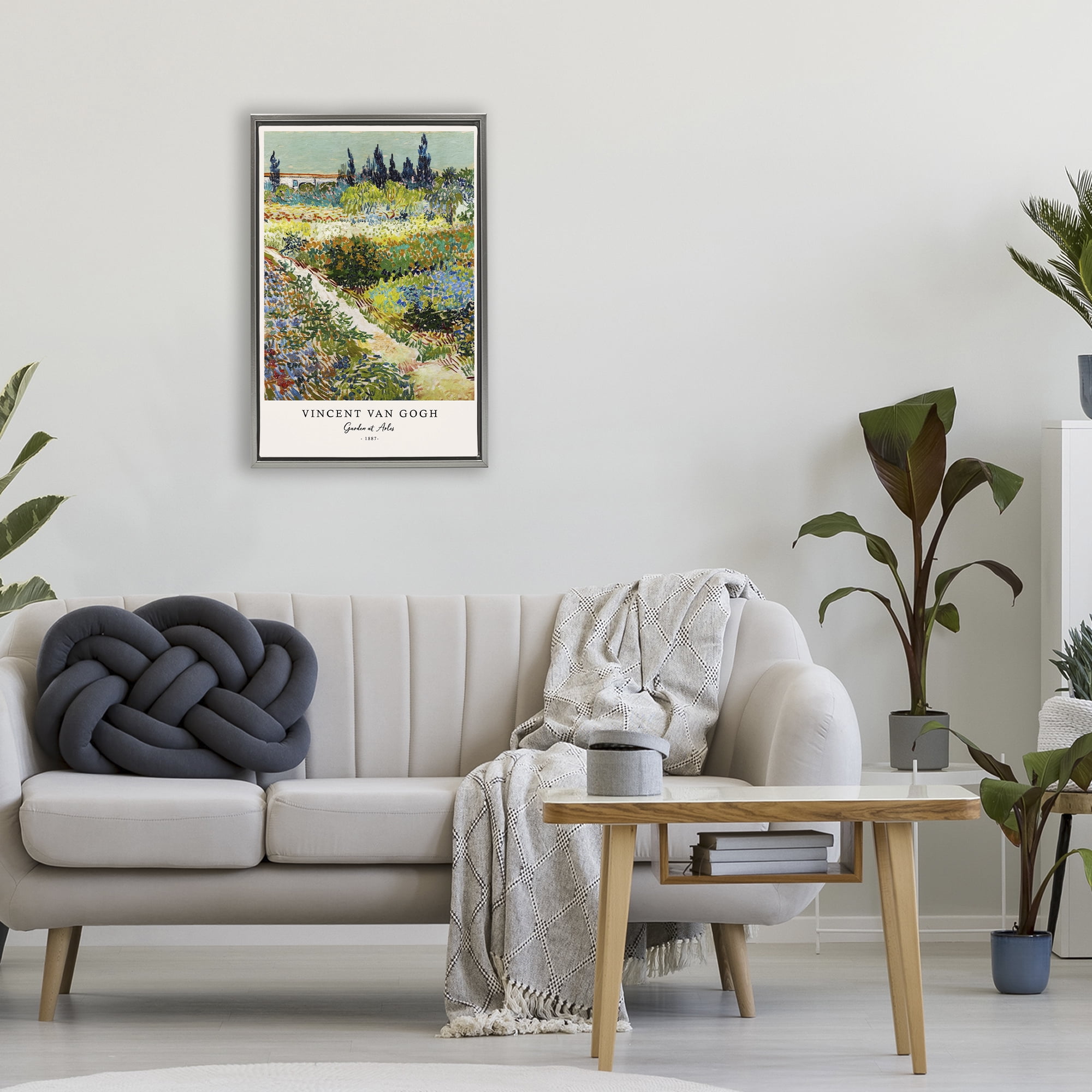 Stupell Industries Classic Garden At Arles Gray Framed Floater Canvas Wall Art, design by Vintage Hustle