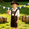 thumbnail image 2 of Odeerbi Kids Boys Oktoberfest Outfits Lace Up Shirt Embroidered Suspender Shorts with Hat 3 Pieces Set, 2 of 7