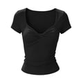 thumbnail image 7 of Kezqiaxn Summer Tops for Women Elastic Short Sleeve V-Neck Loose Shirts Business Dressy Work Blouses Women's Clothing, 7 of 7