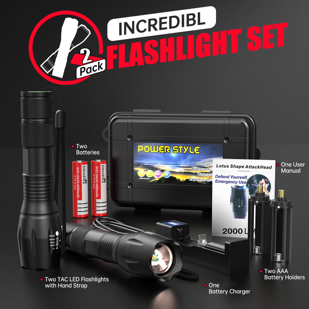 Amuoc LED 2000 Lumens Flashlights – HardGrizzly