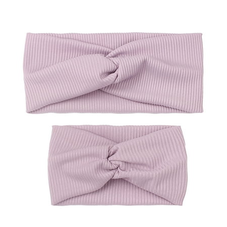 

Baby Girlfamily Knitsolid Stripe Mother And Headwrap Hair Accessories