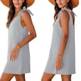 thumbnail image 6 of QUNYINEY Cotton Linen Sundresses for Women Casual Beach Solid Sleeveless Midi Tank Dress Vacation Summer V Neck Loose Fit Dresses, 6 of 9