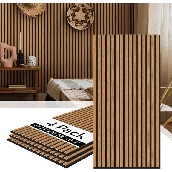 Wood Slat Wall Panels Pack  Acoustic Wall Panels Thin Version  x Each Wall Panels for Interior Wall  (Light Oak-Grey Felt)