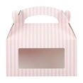 thumbnail image 5 of Restaurantware Gable Gift Boxes Pack of 25 Paper Treat Boxes 9.5 x 5 x 5 Inches With Window, Disposable Design Pink and White Containers for Weddings or Birthdays, 5 of 10