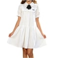 thumbnail image 2 of ATORRE Girls Mini Dress 2026 Stylish Plaid Turn-Down Collar Short Sleeve Flowy Dress Preppy Style Back-to-School Outfits White 7-8 Years, 2 of 9