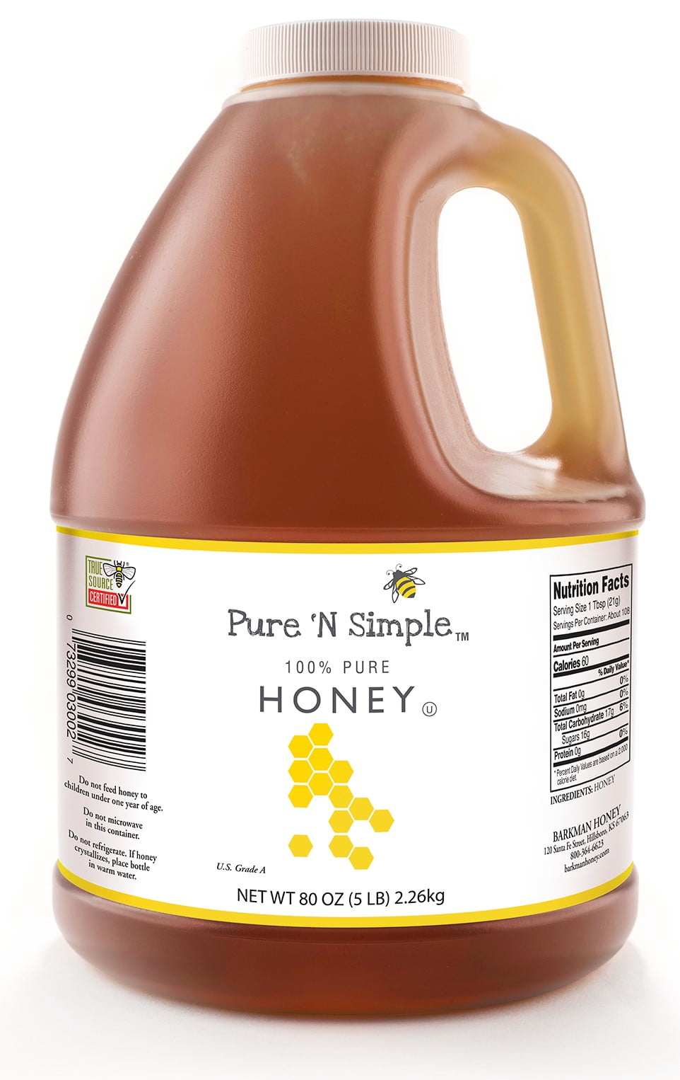 Pure 'N Simple 100% Pure Honey, 80 oz  Plastic Bottle