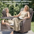 thumbnail image 4 of Unnifurnzi Outdoor Swivel Glider Patio Chairs-High Back Swivel Patio Chairs Set of 2 with Outdoor Side Tables All Weather Wicker Patio Furniture Set for Deck Porch Poolside Balcony-Brown/Gray, 4 of 7
