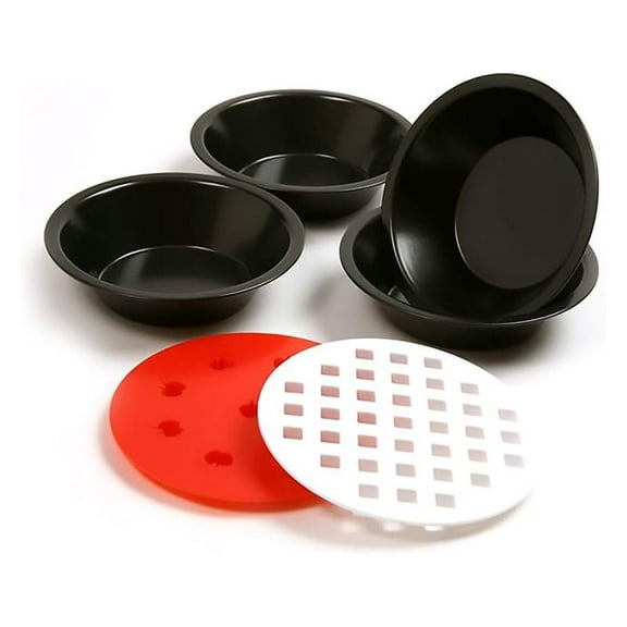 4 Nonstick 5 Inch Mini Pie Pans & 2 Top Cutters #3913 QuicheTart Pot Pies