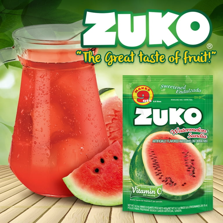 Zuko Watermelon Drink Mix, 14.1 oz, 6 Packets, Vitamin C Zuko Watermelon Drink Mix, 14.1 oz, 6 Packets, Vitamin C