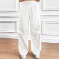 thumbnail image 5 of MELDVDIB Womens Cargo Sweatpants Solid Color Elastic Drawstring Waist Baggy Wide Leg Pants Stretch Comfy Lounge Trousers with Multiple Pockets, 5 of 5