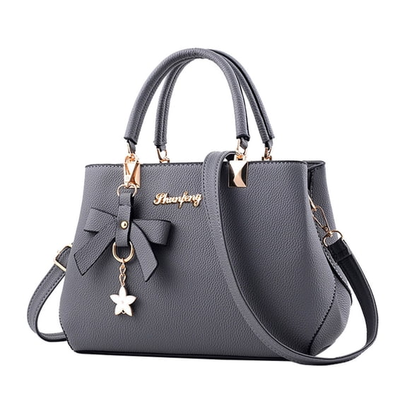 Purses and Handbags for Women Fashion Ladies PU Leather Top Handle Satchel Shoulder Tote Bags Plum Bow Crossbody Bag