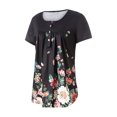thumbnail image 2 of Sunloudy - Camiseta larga con cuello henley para mujer, camisetas de manga corta con estampado de flores, rayas, llamas y oro Sunloudy  S M L XL XXL, 2 of 9