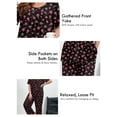 thumbnail image 4 of SHOWMALL Women's Plus Size Patterned Lounge Set, Black Pink Rose 3X Printed 2 Piece Sleepwear with Short Sleeve Top & Pocket Pants, Cozy Home Pajamas, 4 of 8