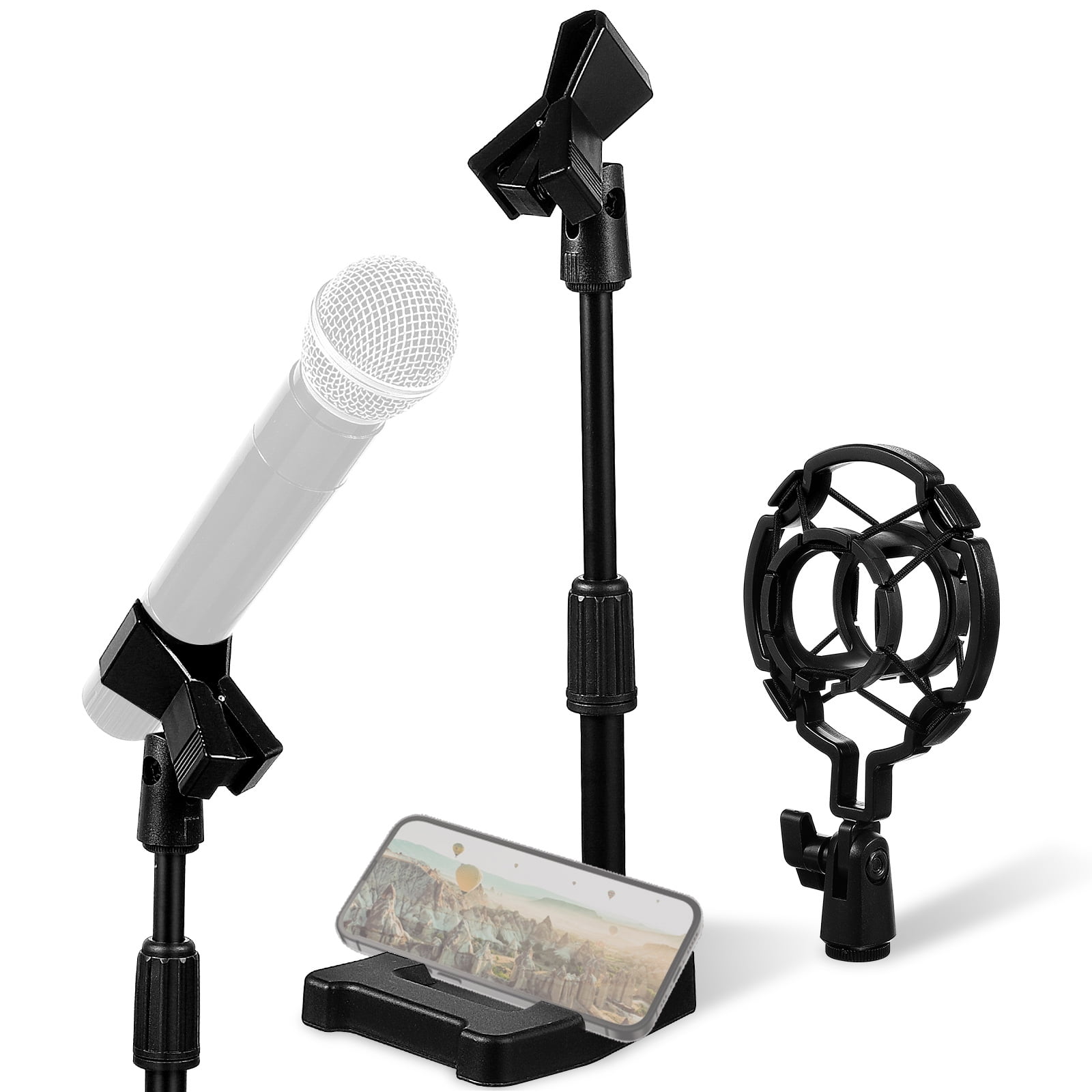 Desk Microphone Stand with Base Adjustable Table Mic Stand with Shock