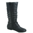 thumbnail image 2 of Sonny-54 Women's Caual Side Zip Buckles Slouch Flat Heel Mid Calf Round Toe Boots ( Black, 5.5), 2 of 2