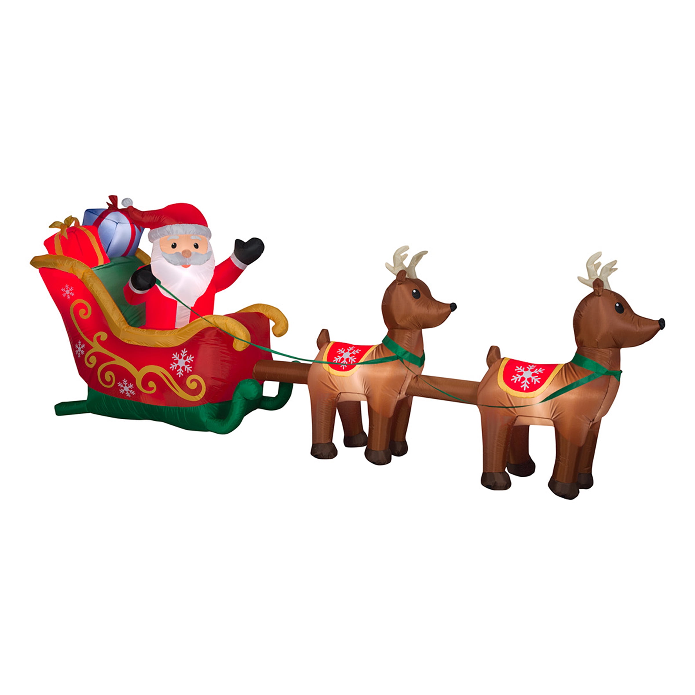 12.5 ft. Inflatable Santa in Sleigh with Reindeer