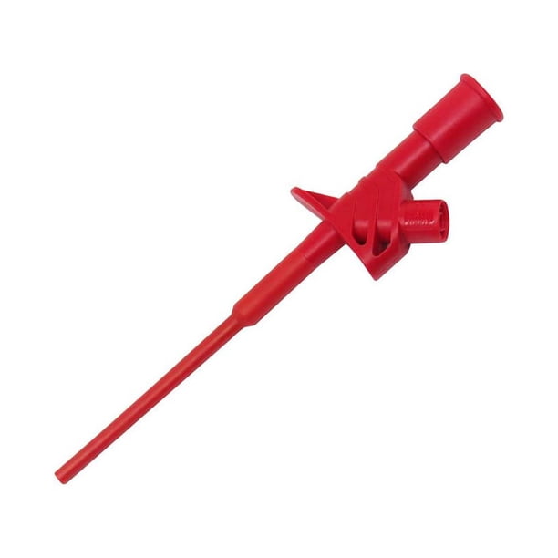 Riwesomey Clip de prueba PA, envoltura de nailon aislante de mano, accesorios de herramienta de sonda de prueba rápida antiflaming de Color Medidores de medidas dimensionales Rojo