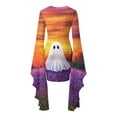 thumbnail image 5 of Frostluinai Halloween Bodycon Dress Womens Gothic s Bell Sleeve Irregular Slim Fit Mini Dress Funny Ghosts Graphic Party Dresses, 5 of 6