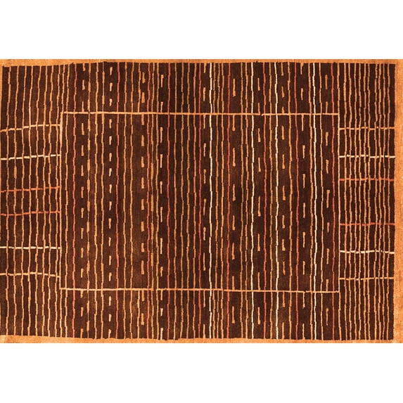 Ahgly Company Indoor Rectangle Abstract Orange Contemporary Area Rugs, 7' x 10'