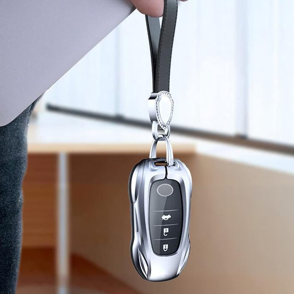 Zinc Alloy Metal Car Key Fob Case Accessories Compatible for Toyota Camry RAV4 Highlander Avalon C-HR Prius Corolla 2018-2022 Smart Key Fob Cover Protector Shell