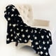 thumbnail image 2 of Manta de tiro de lujo suave Plutus hecha a mano con estrellas blancas y negras 70L x 90W Twin, 2 of 2