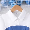 thumbnail image 7 of Girls Preppy Dresses Lapel Puff Short Sleeve Button Down Color Block Midi Dress Casual Trendy Clothes With Belt (8-9 Years, Blue), 7 of 7