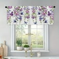 thumbnail image 2 of Purple Butterfly Window Curtains 52W X 18L Inches Valance Rod Pocket Spring Floral Lavender Curtains Lilac Summer Leaves Plant Girly Window Drapes Treatment Living Room Bedroom Home Decor, 2 of 5