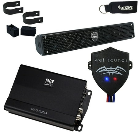 Wet Sounds Stealth-6-Core Soundbar, MB Quart NA2-320.4 Micro Amplifier & WW-BTRS Bluetooth Receiver
