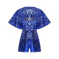 thumbnail image 3 of YiZYiF Girls Sequins Jumpsuits Sparkly Rompers V Neck Cap Sleeve Pageant Party Disco Dance Outfits Blue 12, 3 of 7