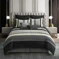 thumbnail image 2 of Nanshing Avalon 8 Piece Trellis Moroccan Print Comforter Set, Black/Grey, King, 2 of 5