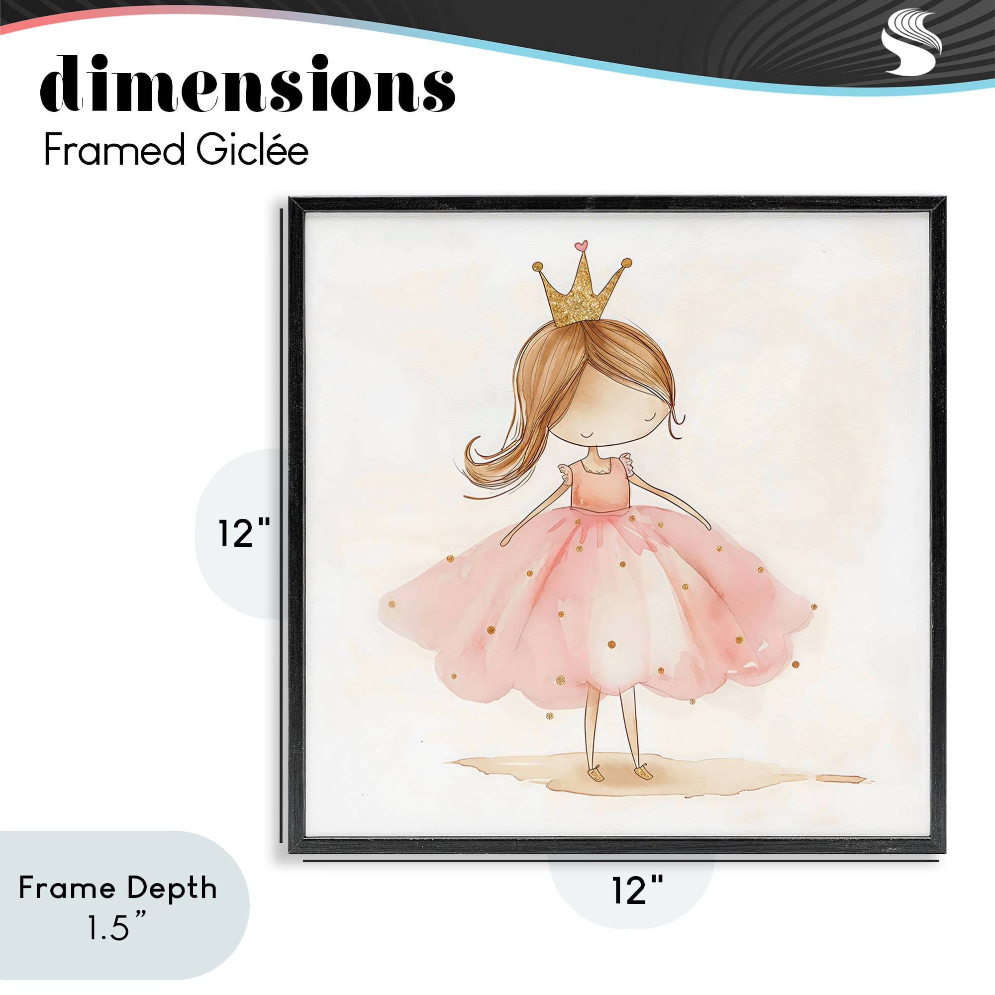 Stupell Industries Little Princess with Crown Black Framed Giclee Art, design by Creative Studio