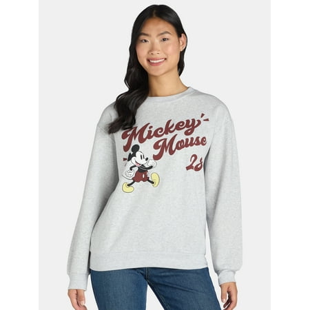 Mickey Mouse Women's Graphic Sweatshirt with Long Sleeves, Sizes XXS-XXL