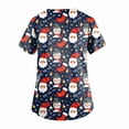 thumbnail image 3 of Susanny Christmas Work Scrubs Clothes for Women Xmas Snowman Print V Neck Short Sleeve Maternity Scrub Tops Women Nursing Uniforms with Pockets Fall Basics Fall Scrub Top Dark Blue XL, 3 of 3