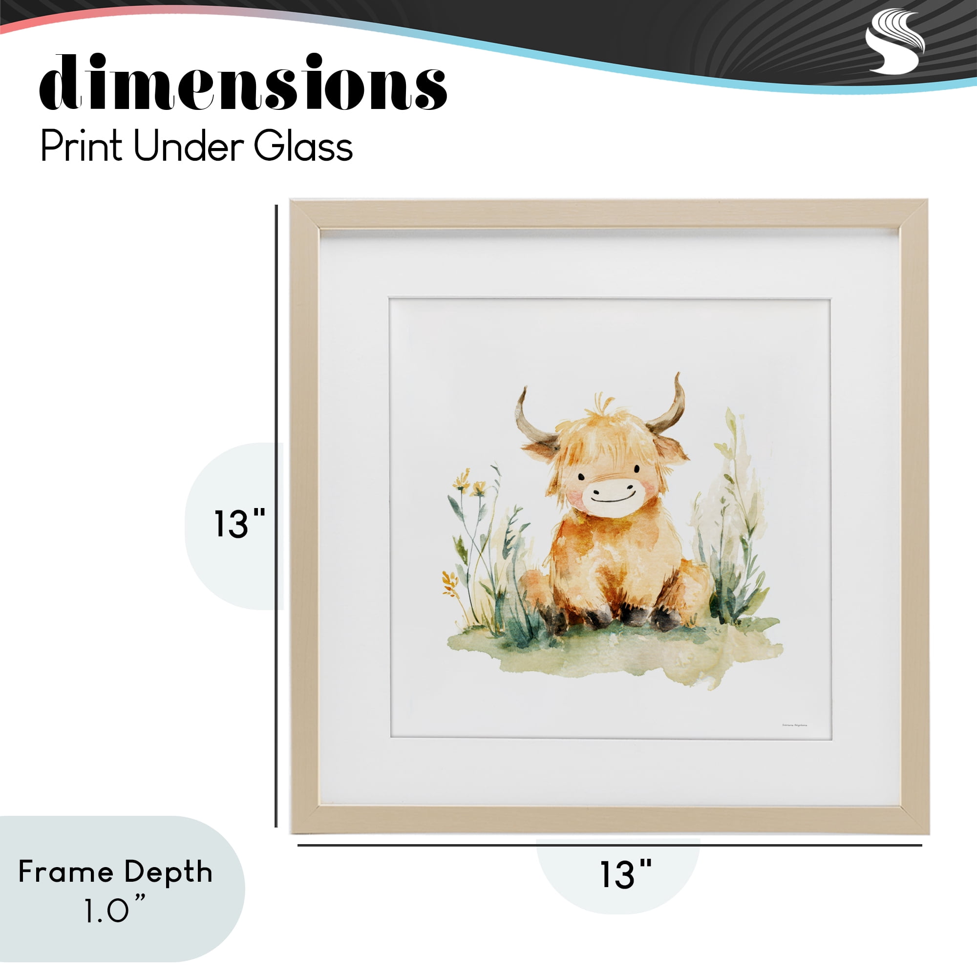 Stupell Industries Little Highland Calf Birch Framed Print Under Glass, design by Svetlana Aleynikova