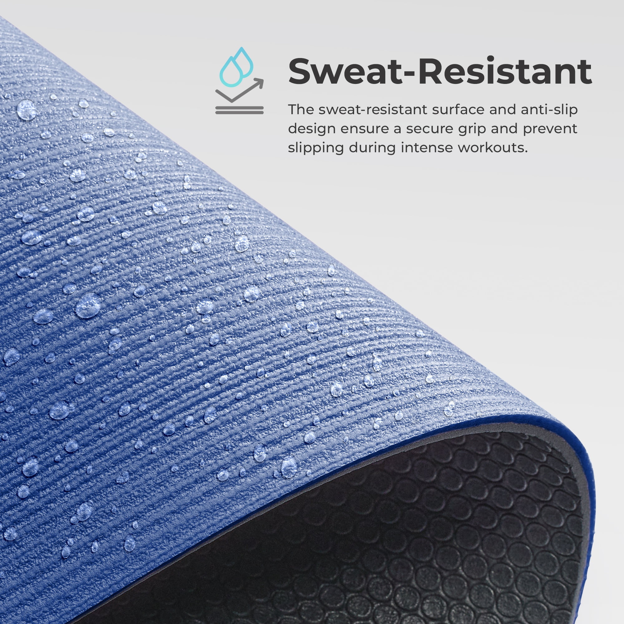 Sunny Health & Fitness Anti-Slip Dual Color Exercise Yoga Mat (Blue) - SF-EM02-BU