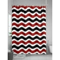 thumbnail image 5 of Geometric Striped Pattern Shower Curtain, Red Black Wave Pattern Bathroom Decor Curtains Set with Hooks, Waterproof Fabric Home Accessories， 72 X 78 Inch Long, 5 of 6