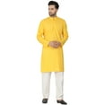 thumbnail image 1 of SKAVIJ Ensemble Kurta Pyjama Homme Coton Manches Longues Soirée Yoga Robe Gold L, 1 of 6