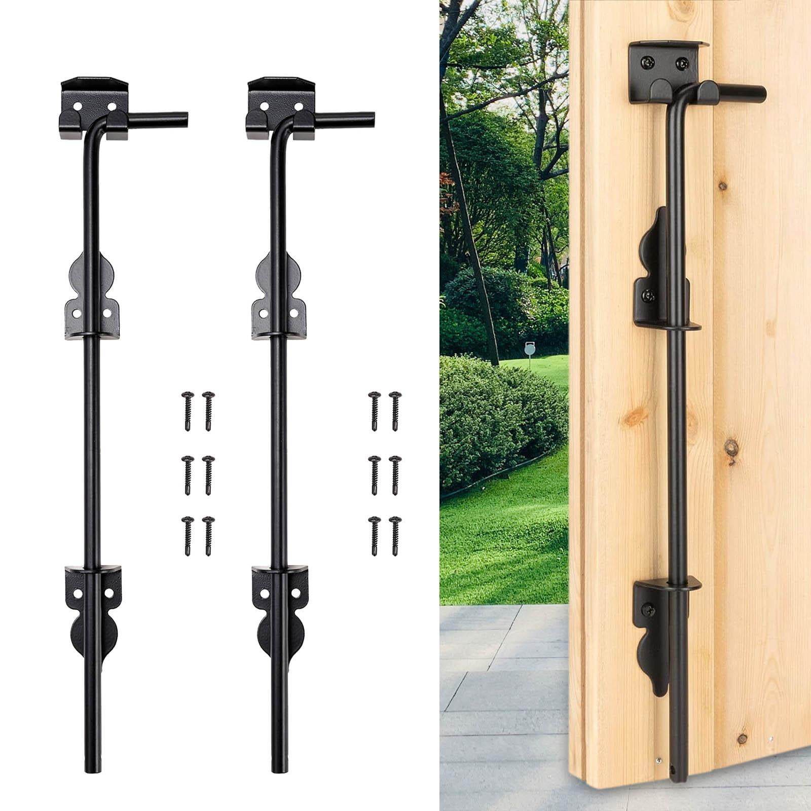 WLPZXP 2 Pieces Fence Gate Ground Latch Drop Rod Gate Stopper Metal Door Locks Hardware 30.5cmx8.1cm
