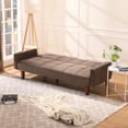 thumbnail image 2 of Convertible Linen Fabric Tufted Split-Back Plush Futon Sofa Furniture for Living Room, Apartment, Bonus Room, Overnight Guests,Brown, 2 of 5